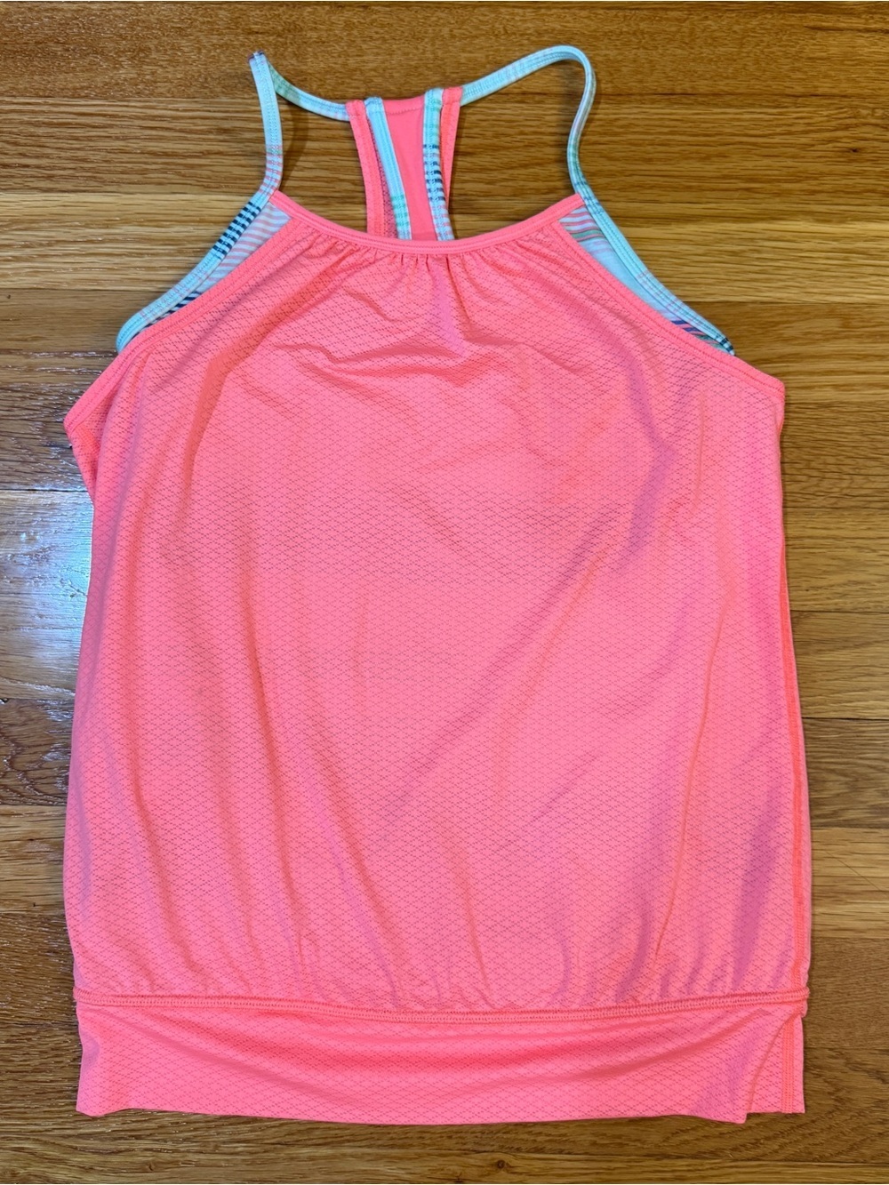 Ivivva (Lululemon) DOUBLE DUTCH Racerback Tank Top in Pink/Teal/Stripe - size 12